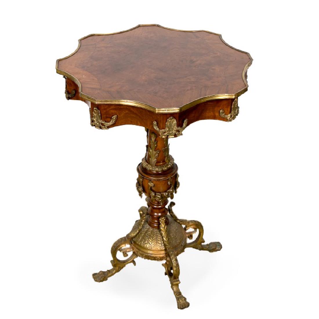 19th C. Bronze & Burled Walnut Side Table (1 of 6)