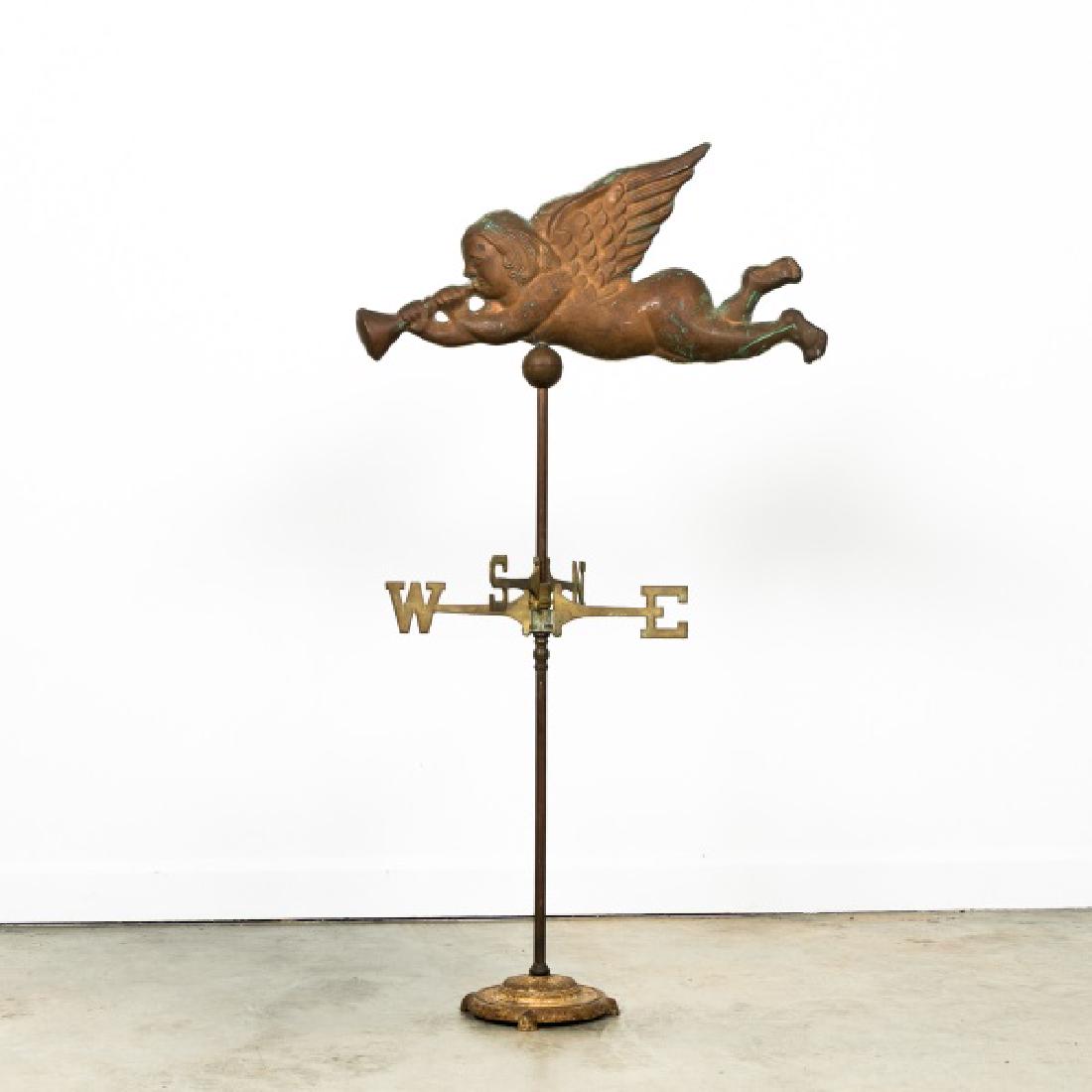 Copper & Brass Weather Vane w/ Flying Angel