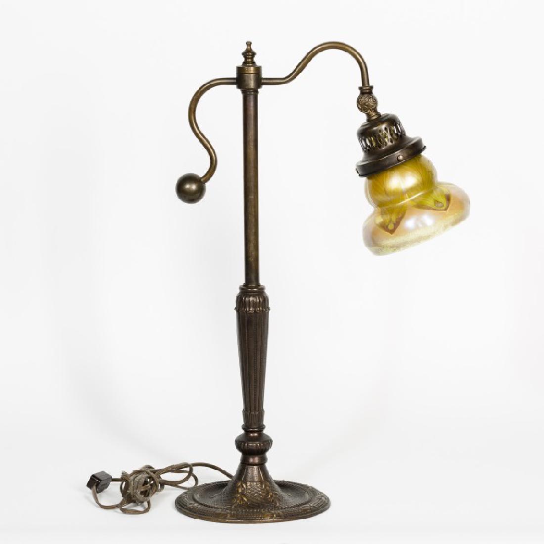 Tiffany Pulled Feather Shade on Bronze Lamp (1 of 6)