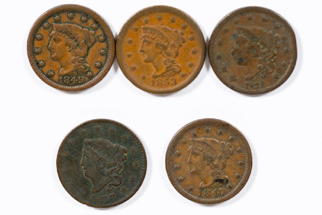 Five Total, U.S. Liberty Large 1c Coins, 1817-59 (1 of 2)