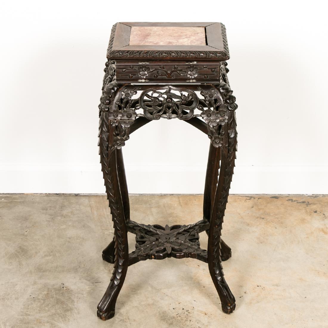 19th C. Chinese Carved Rosewood Plant Stand (1 of 4)