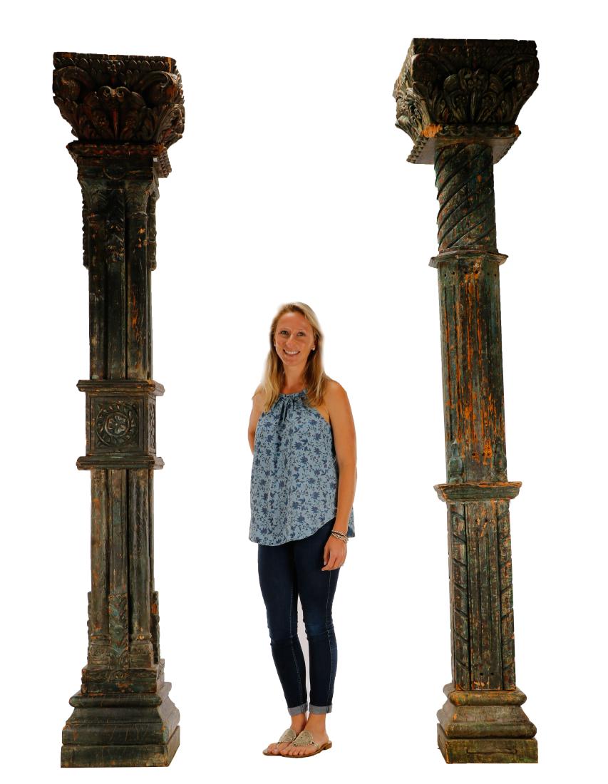Two Polychromed Wood Indonesian Columns (1 of 4)