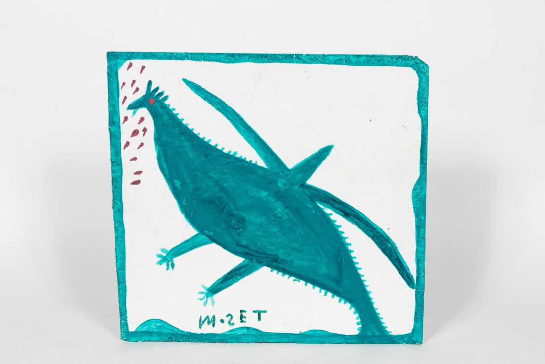 Mose Tolliver Signed Work on Board, Green Dragon (1 of 3)