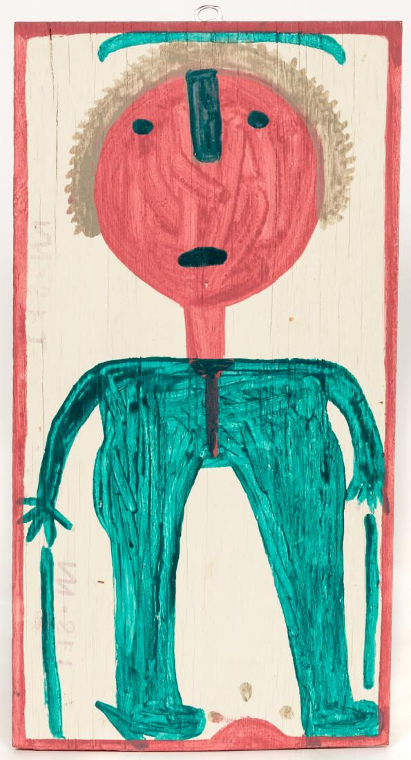 Mose Tolliver Work on Board, Red Man in Green (1 of 4)