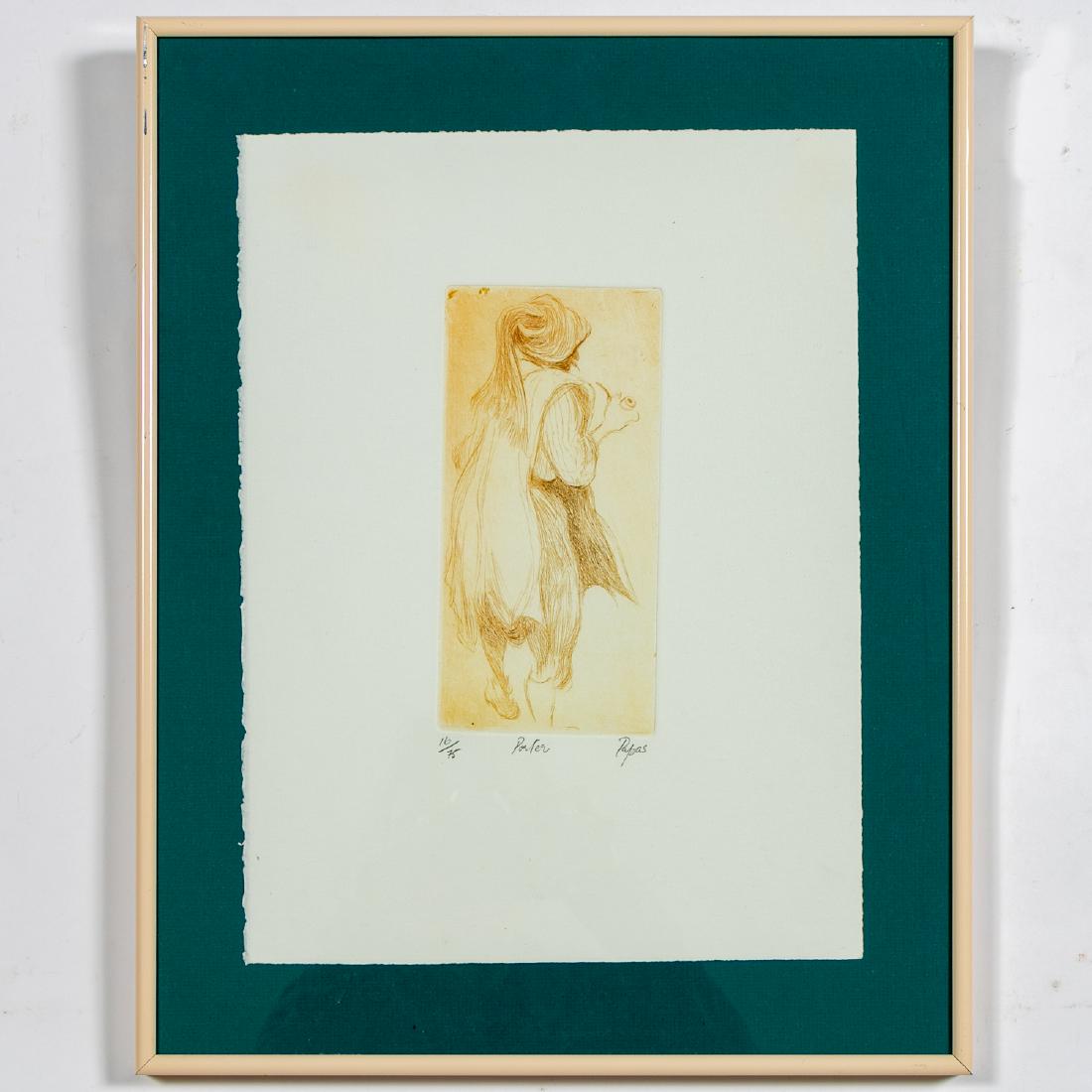 William Papas Signed Aquatint, "Porter" (1 of 2)