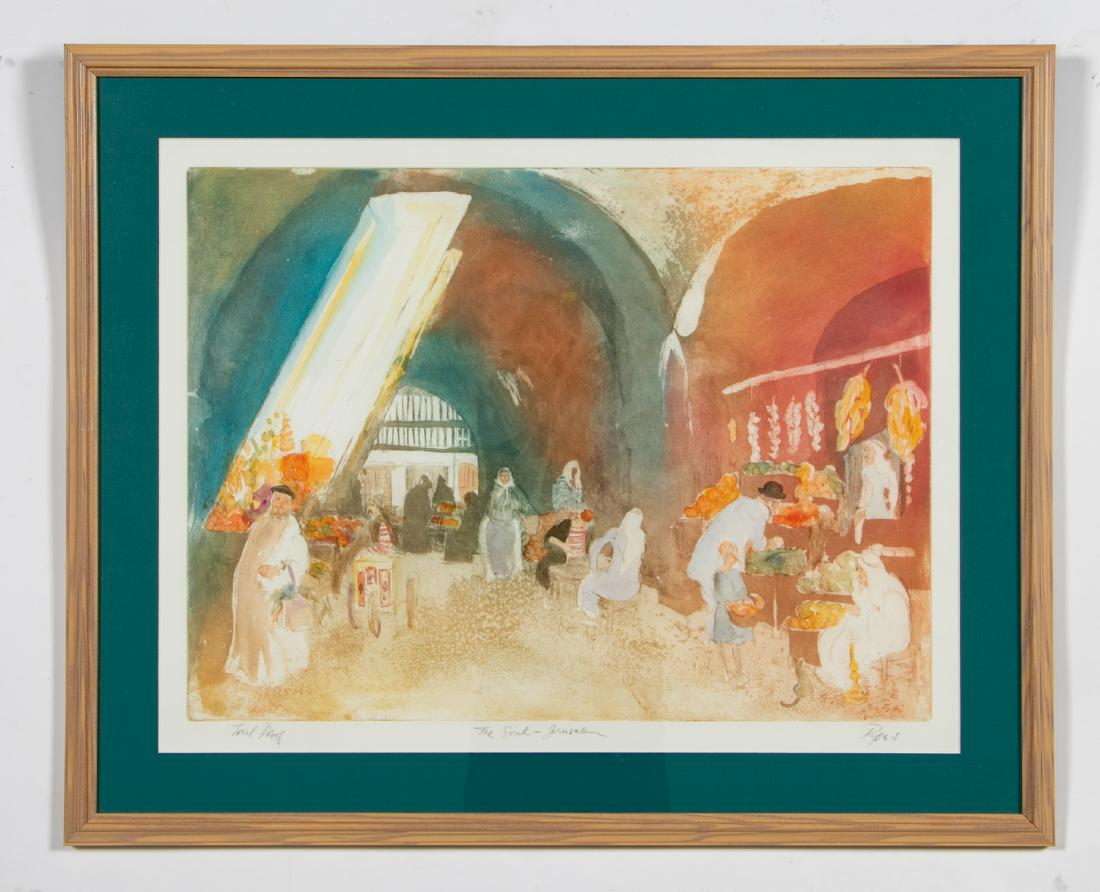William Papas Aquatint , "The Souk - Jerusalem" (1 of 3)