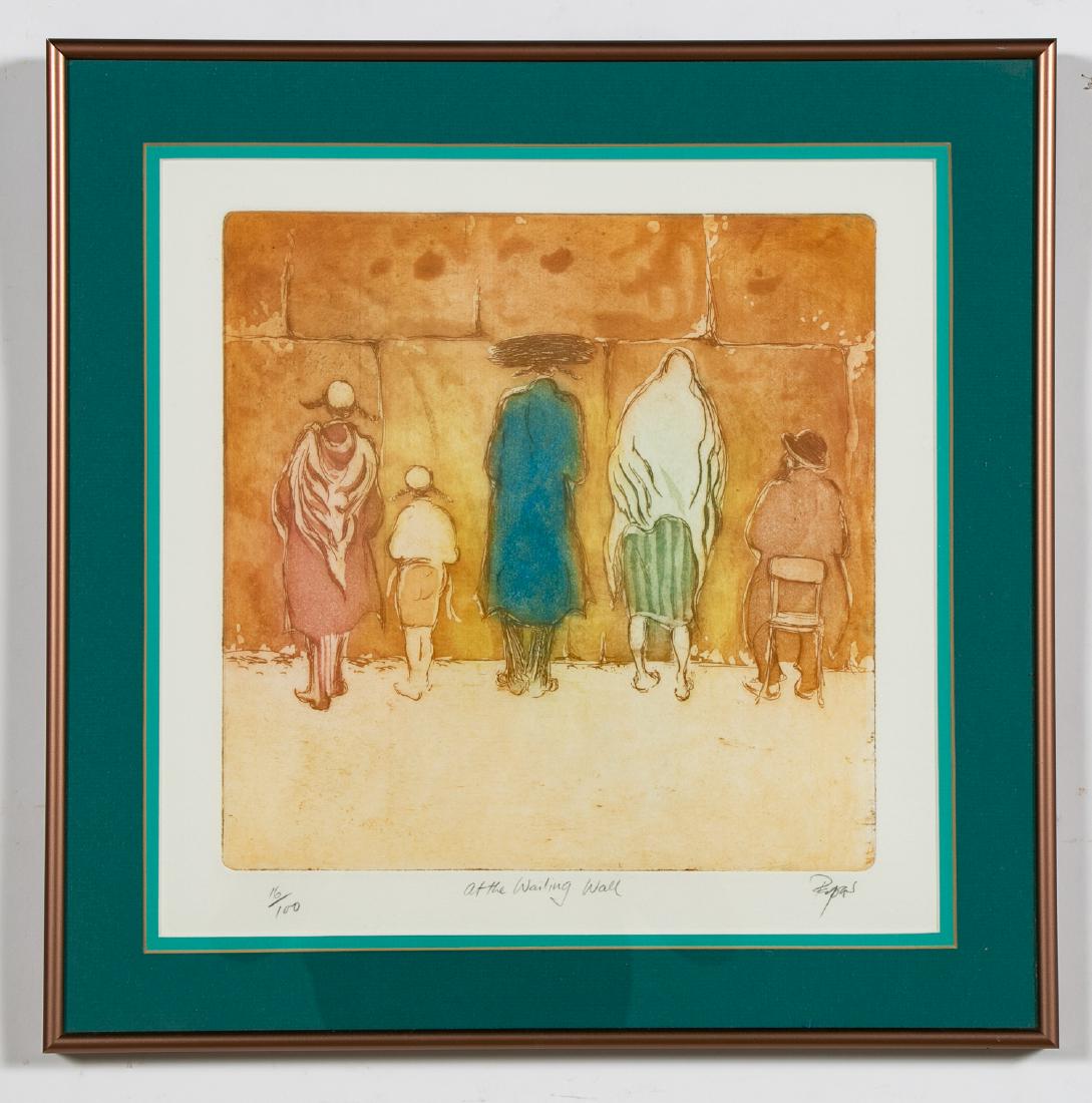 William Papas, "At the Wailing Wall", Aquatint (1 of 2)