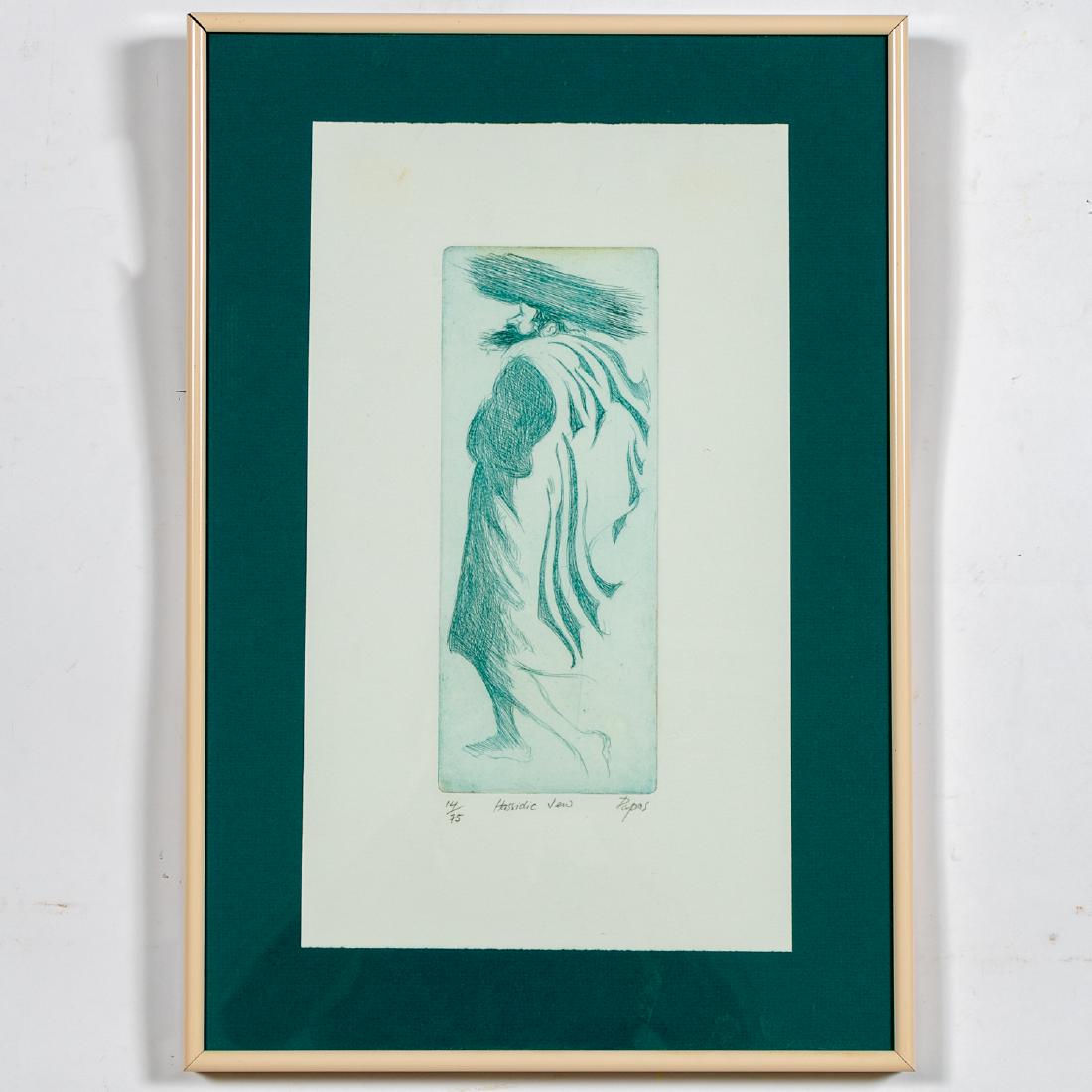 William Papas Signed Aquatint, "Hassidic Jew" (1 of 2)