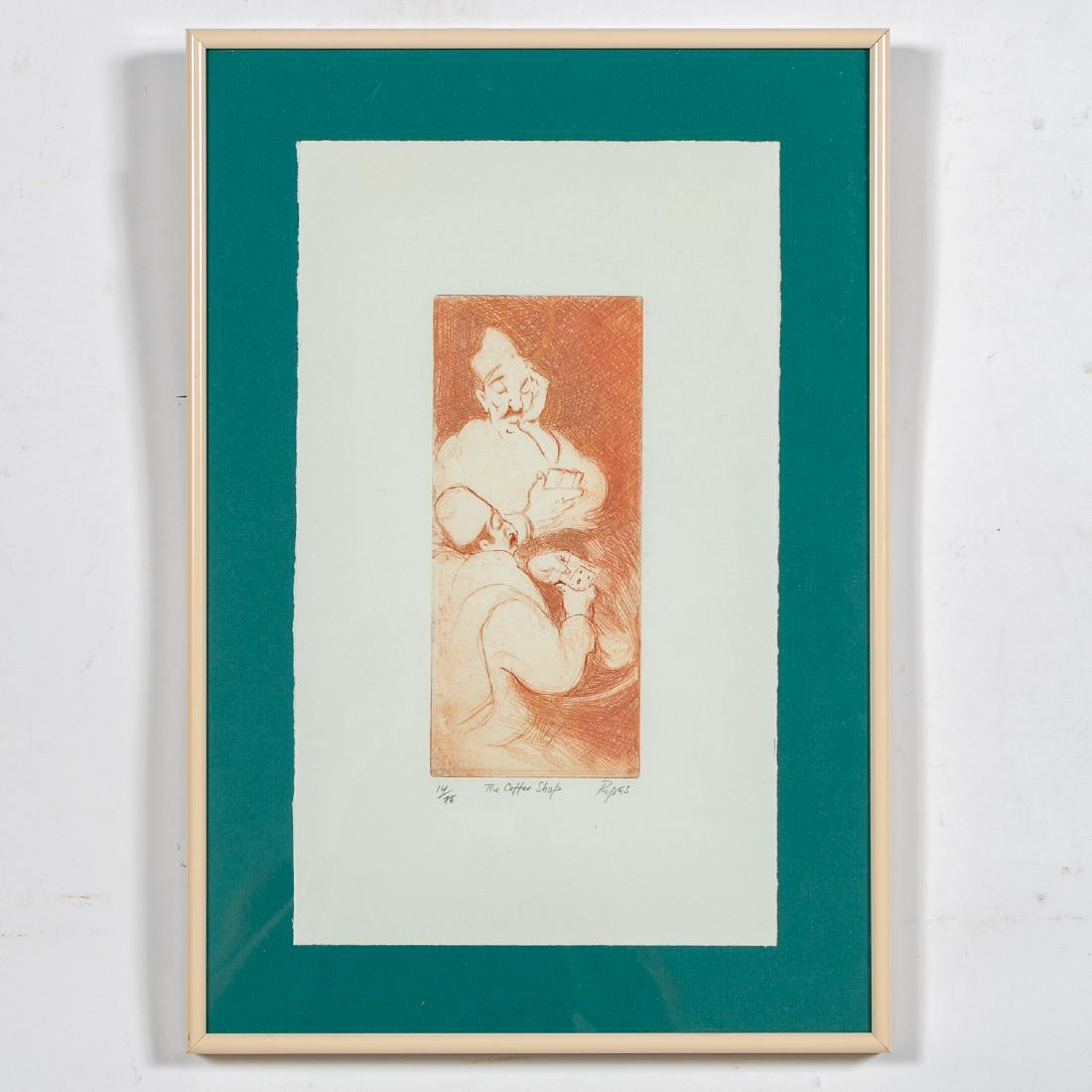 William Papas Pencil Signed, "The Coffee Shop" (1 of 2)