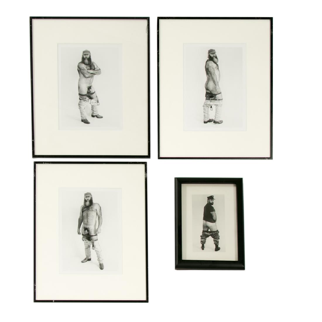 John Rand, "Bare Bears," Four Photographs: John Rand (American, contemporary) "Bare Bears" - three parts, and "Bare Bear - Military" Black and white photographs Signed and dated to verso Approx. 6.5" x 4.5" (three), 5" x 2.75" (single) Provena
