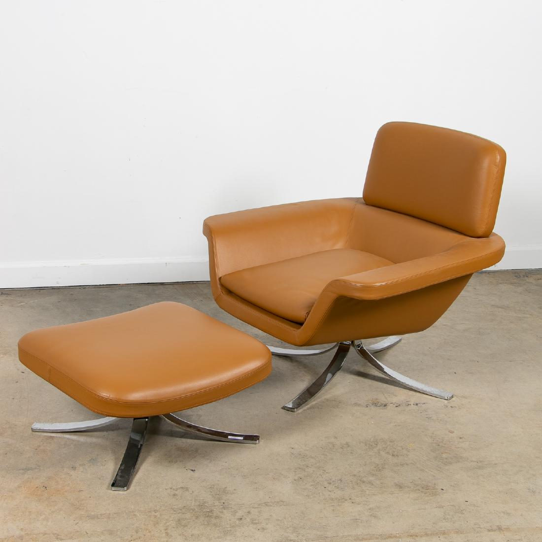 Minotti "Blake-Soft" Tan Lounge Chair & Ottoman (1 of 4)