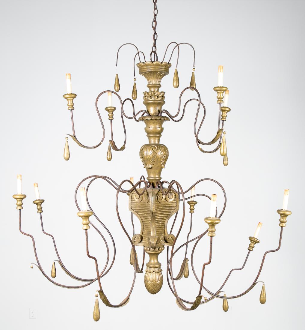 Italian Giltwood & Wrought Iron Chandelier (1 of 7)