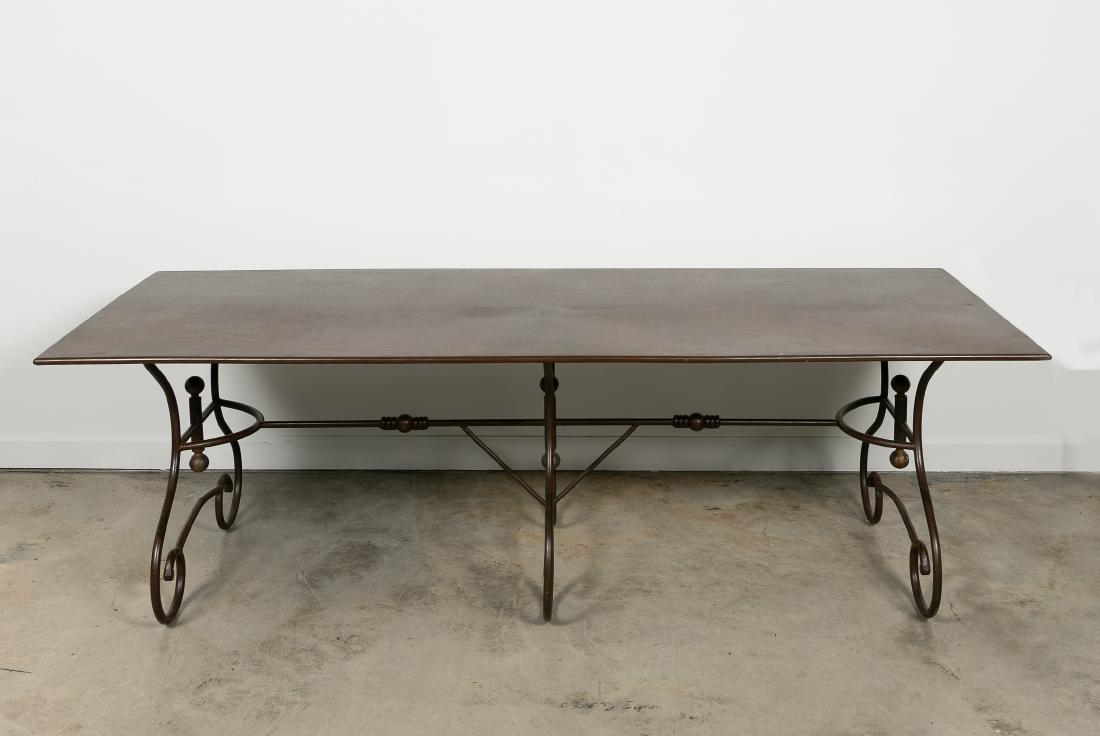 Large Iron Top Dining Table w/Scrolled Iron Base (1 of 5)