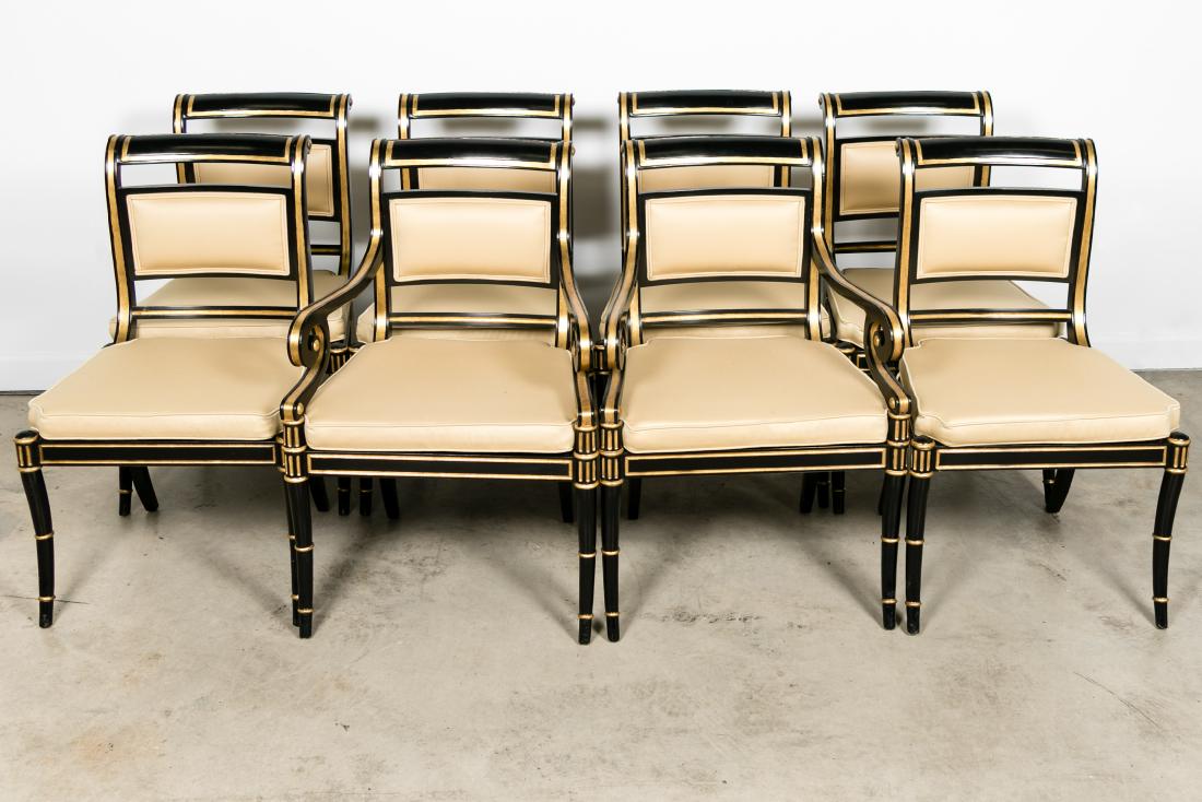 8 Baker Regency Black & Gold Lacquered Chairs (1 of 8)