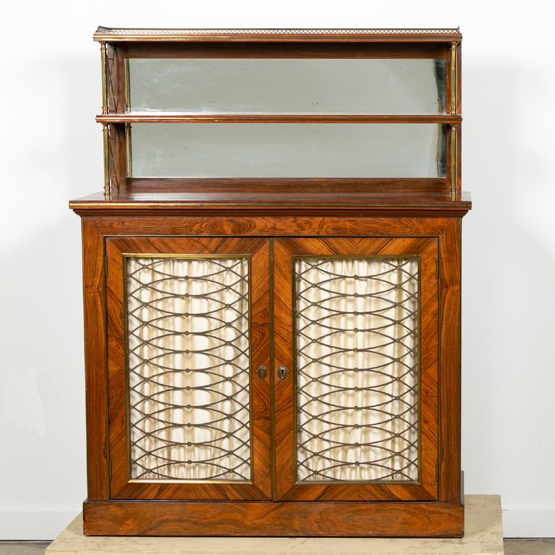 Mahogany Bar Cabinet w/ Mirrored Back & Gallery (1 of 8)