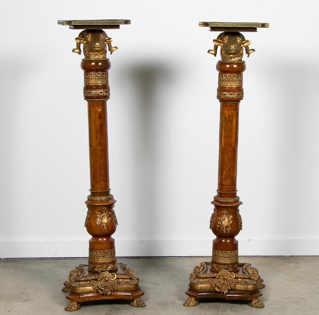 Pair, Ormolu Mounted Ram's Head Motif Pedestals (1 of 6)