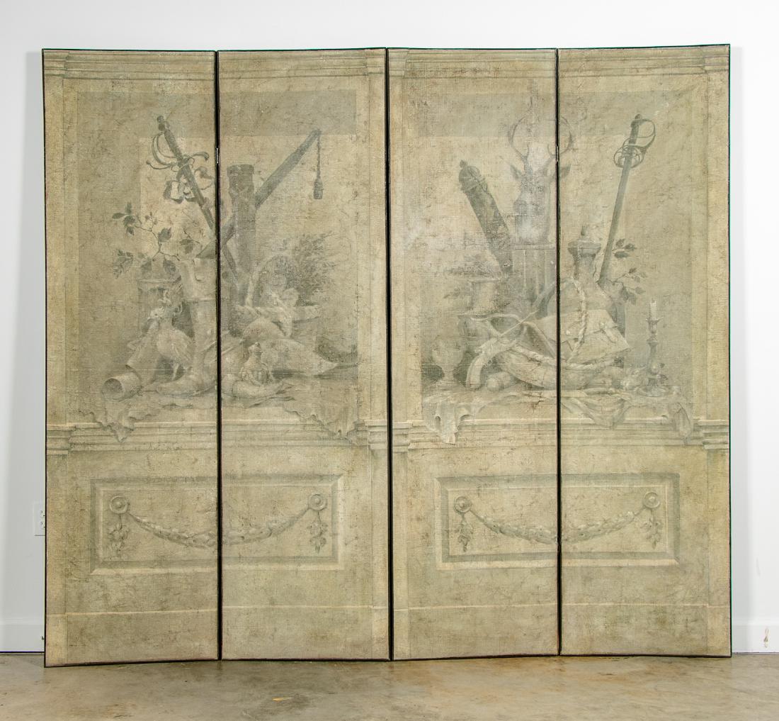 Four Panel Grisaille Still Life Painted Screen (1 of 3)