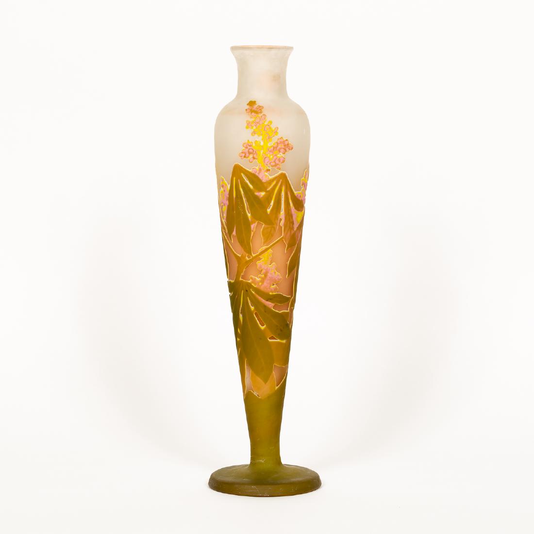 Galle Cameo Glass Vase, Pink & Yellow, Signed (1 of 6)