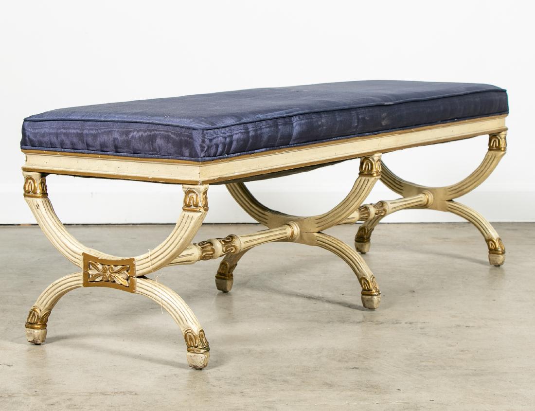 Venetian Style Navy Upholstered Bench (1 of 2)