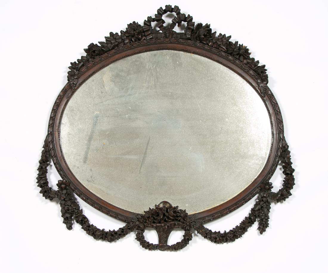Victorian Carved Oval Floral Overmantel Mirror (1 of 4)