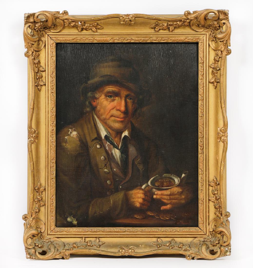 19th C. Oil "Miser's Bits of Gold", William Bewick (1 of 6)