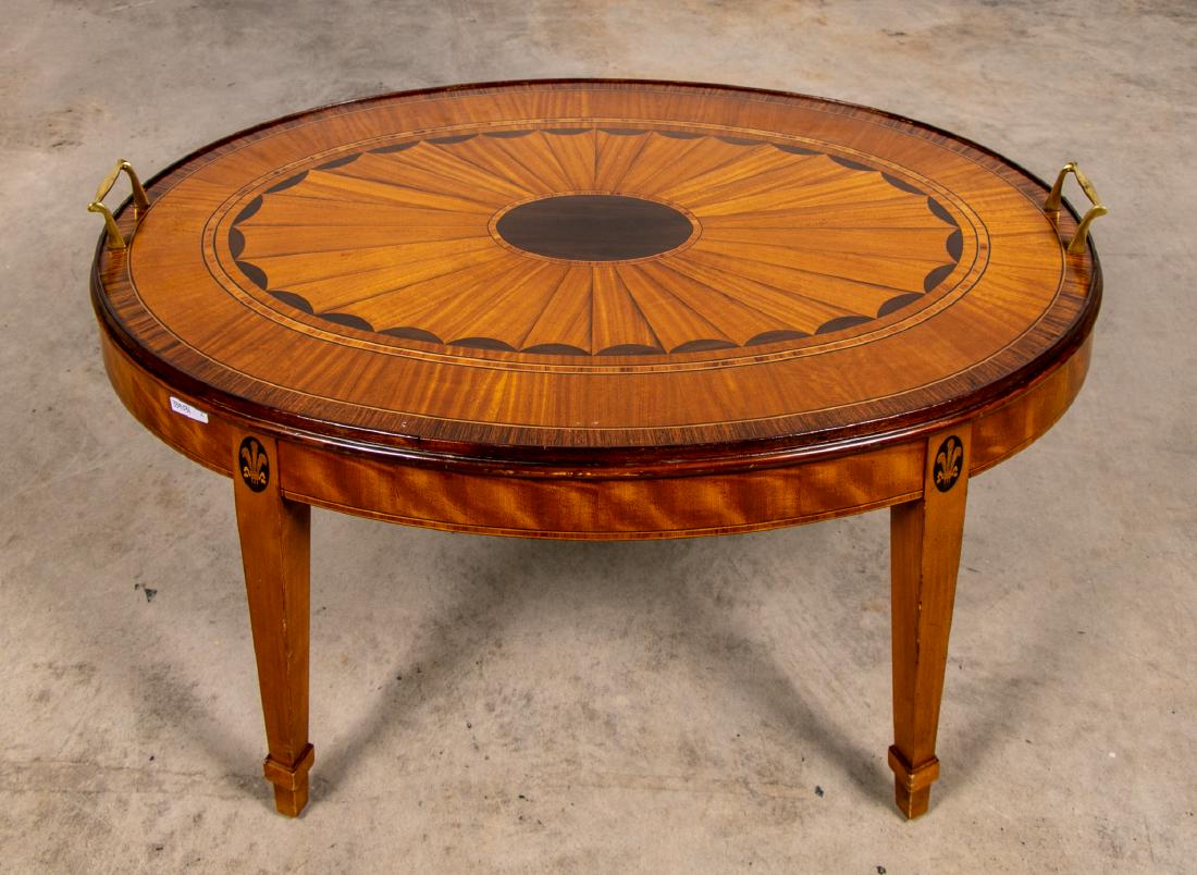 E. J. Victor, Oval Inlaid Satinwood Coffee Table (1 of 6)