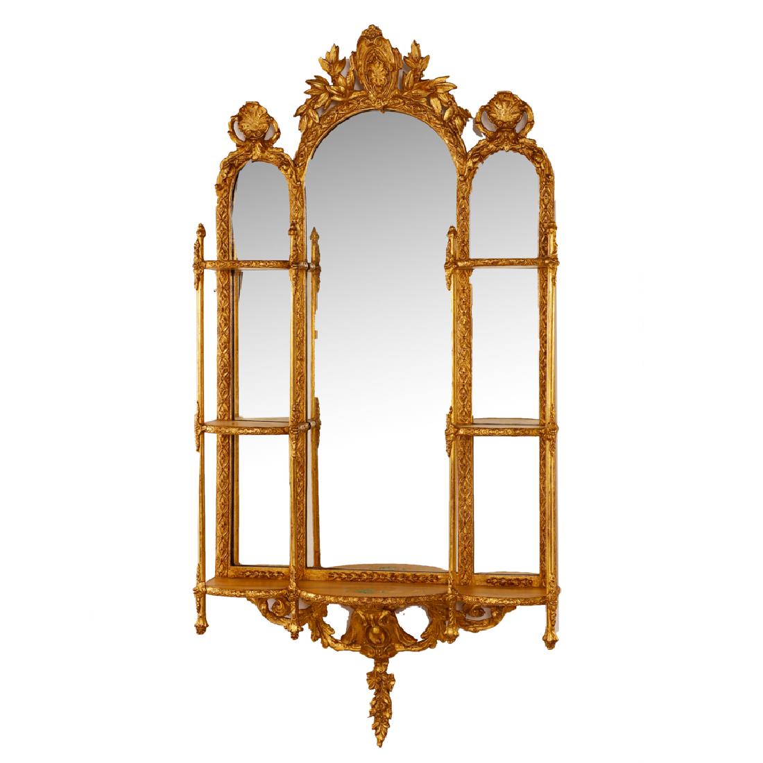 English Rococo Style Giltwood Mirror with Shelves (1 of 1)