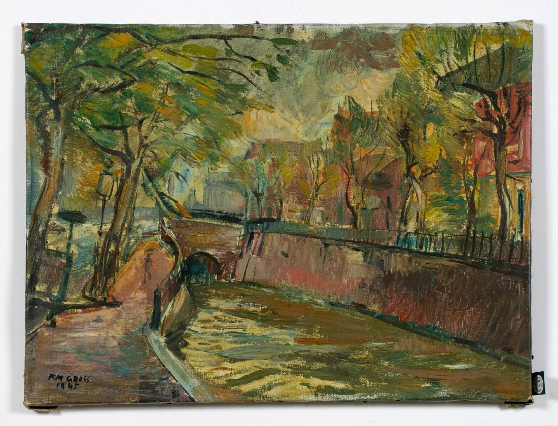 F.M. Gross Landscape Canal Scene with Trees,1945 (1 of 6)