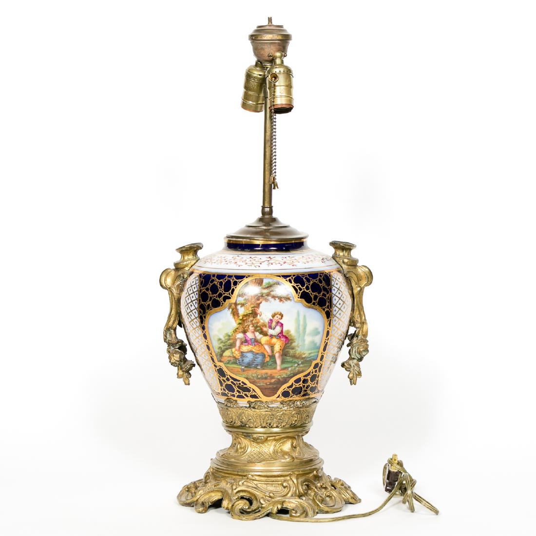 Sevres Style Painted & Ormolu Mounted Table Lamp (1 of 10)