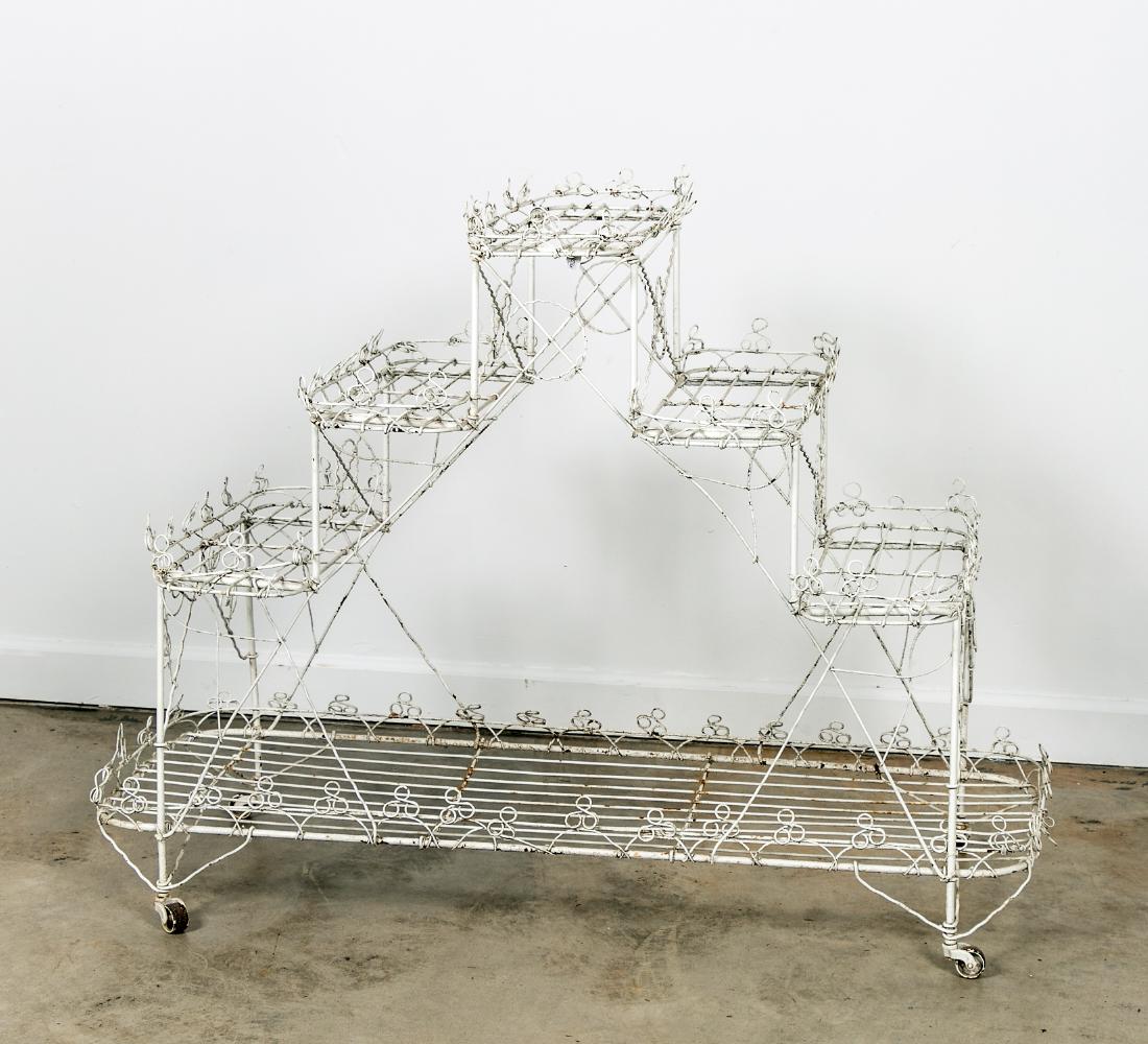 19th C. French White Painted Iron Plant Stand (1 of 4)