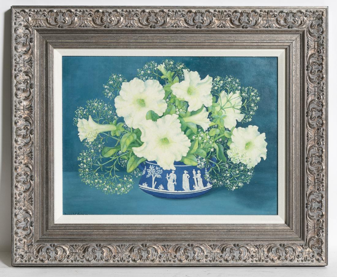 Marjorie E.G. Swinson Oil on Board, White Flowers (1 of 2)