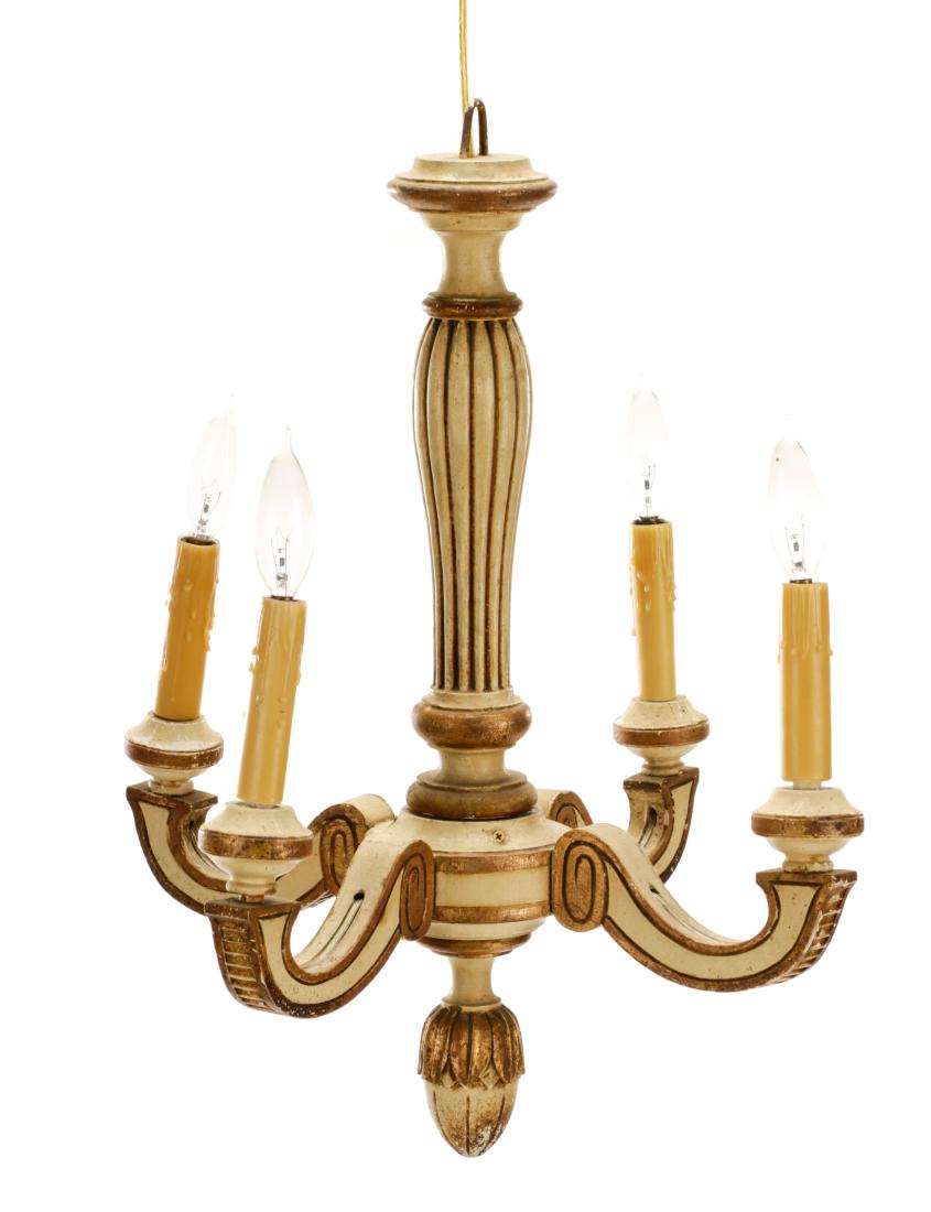 Neoclassical 4-Light Polychromed Chandelier (1 of 4)