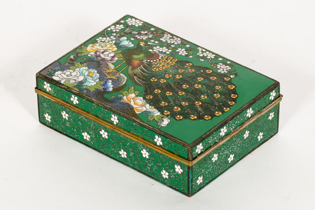 Japanese Inaba Cloisonne Box. Peacock Motif (1 of 8)
