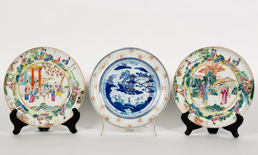 3 Chinese Porcelain Plates, 2 Figural Scenes (1 of 9)