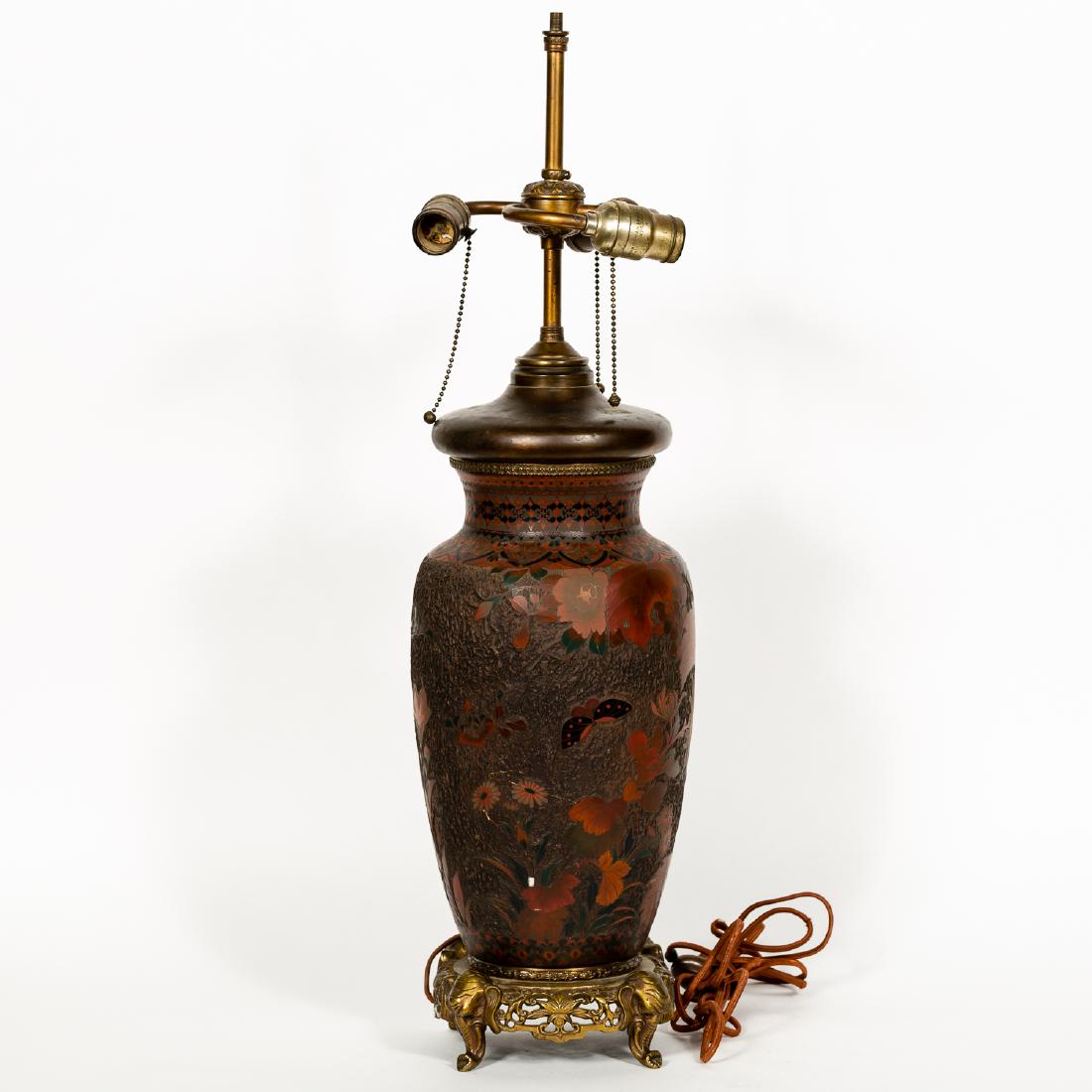 Japanese Cloisonne Lamp w/ Elephant Base (1 of 7)