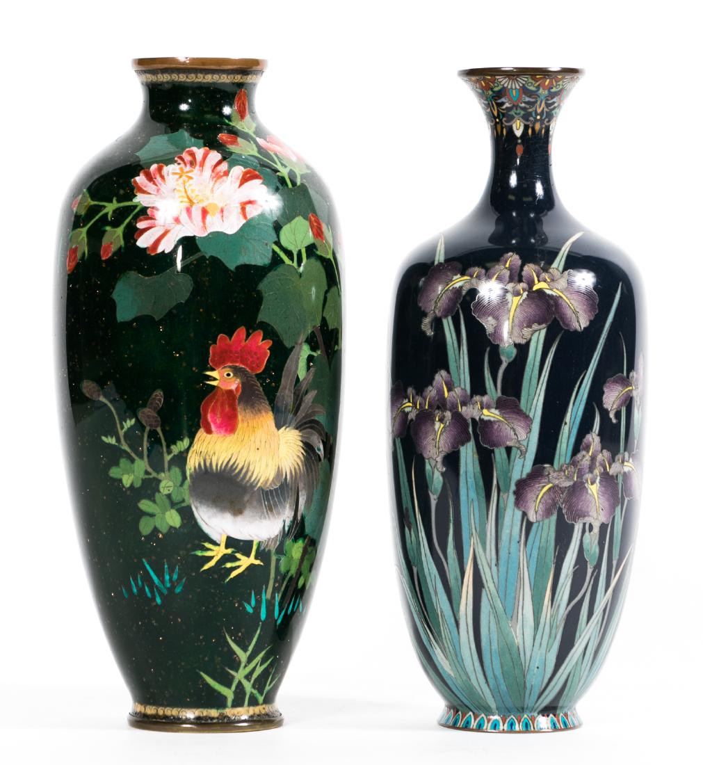 2 Japanese Cloisonne Floral Vases (1 of 4)