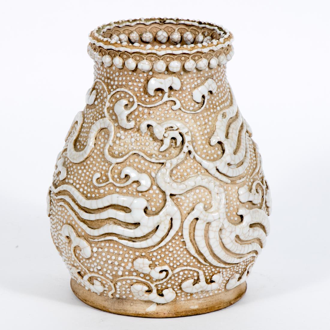 Moriage on Stone, Dragon Motif  Vase / Lamp Base (1 of 4)