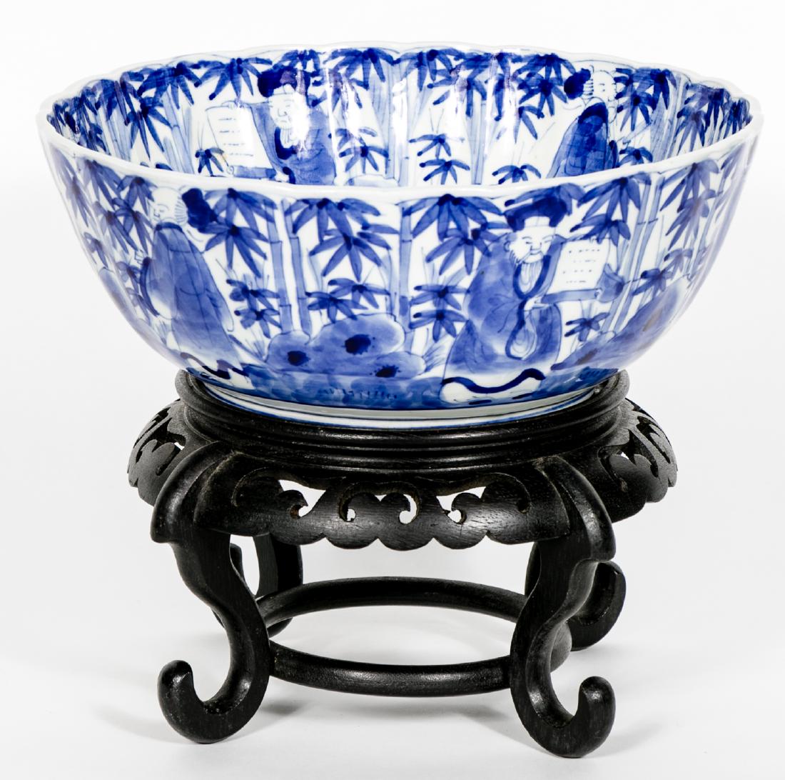 Japanese Blue & White Bowl on Stand (1 of 6)