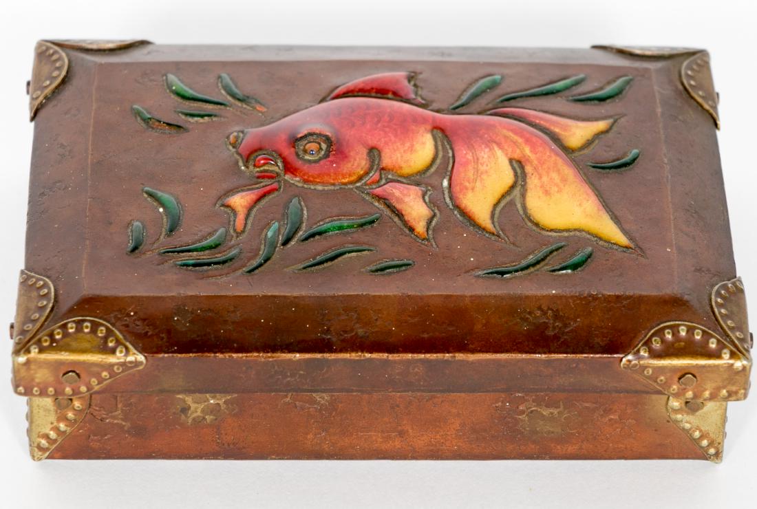 Ando 1930s Copper and Brass Enamel Decorated Box (1 of 6)