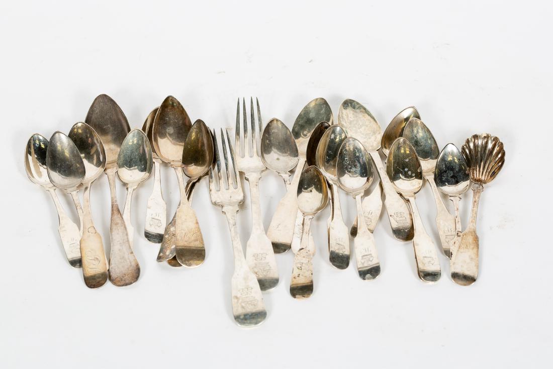24 PC Coin Silver Flatware, Wood & Hughes (1 of 5)
