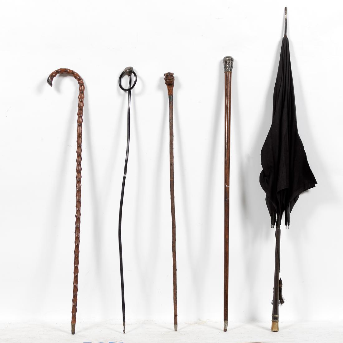 Collection of 5 Walking Sticks / Umbrella (1 of 5)