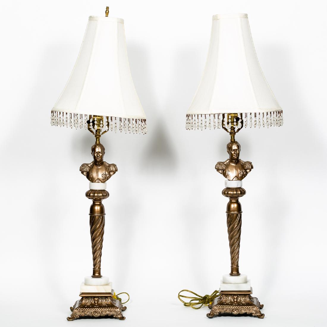 Pair of Figural Metal & Marble Table Lamps (1 of 8)
