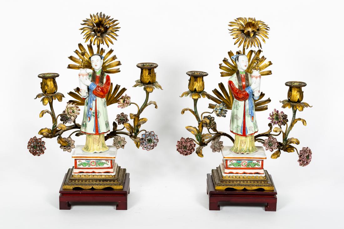 Pair of Samson Asian Figural 2 Light Candelabrum (1 of 7)