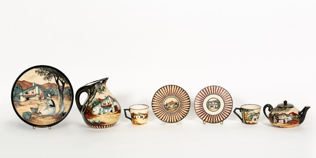 Seven Piece of Ciboure Pottery Set, Figural Scenes (1 of 7)