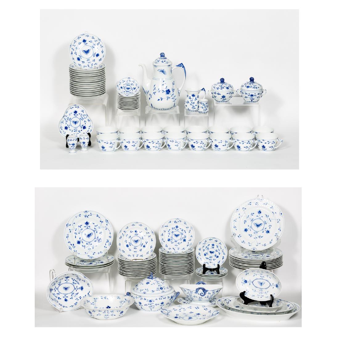 107 PC Bing & Grondahl, Blue & White China Set: Bing and Grondahl (Danish, 1853) A one hundred and seven piece "Empire Blue and White" partial porcelain dinner service including ten large dinner plates, four dinner plates, twelve dessert / pie plat