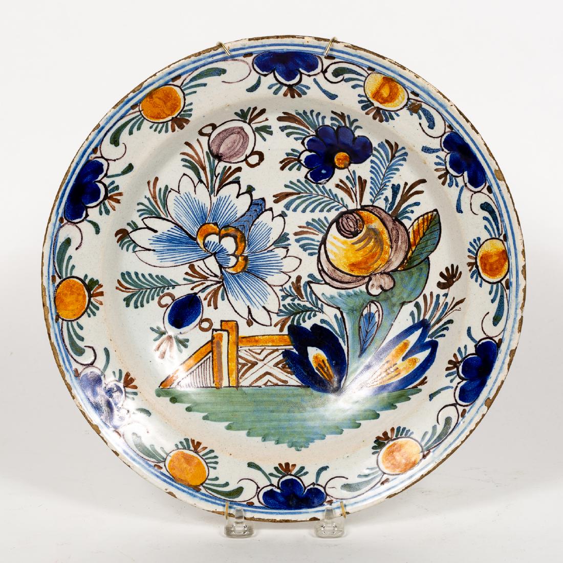 18th C. Delftware Charger Colored Floral Motif (1 of 7)