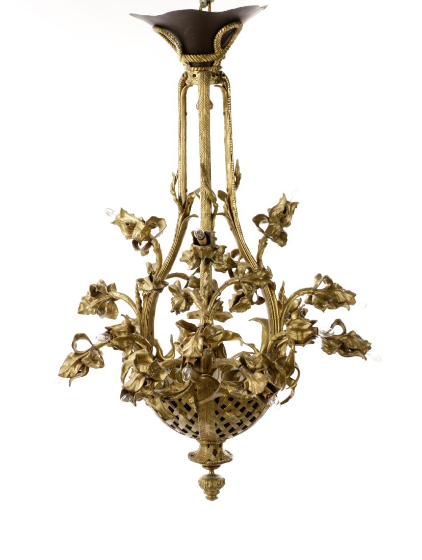 Gilt Bronze Neoclassical Floral Basket Chandelier (1 of 8)