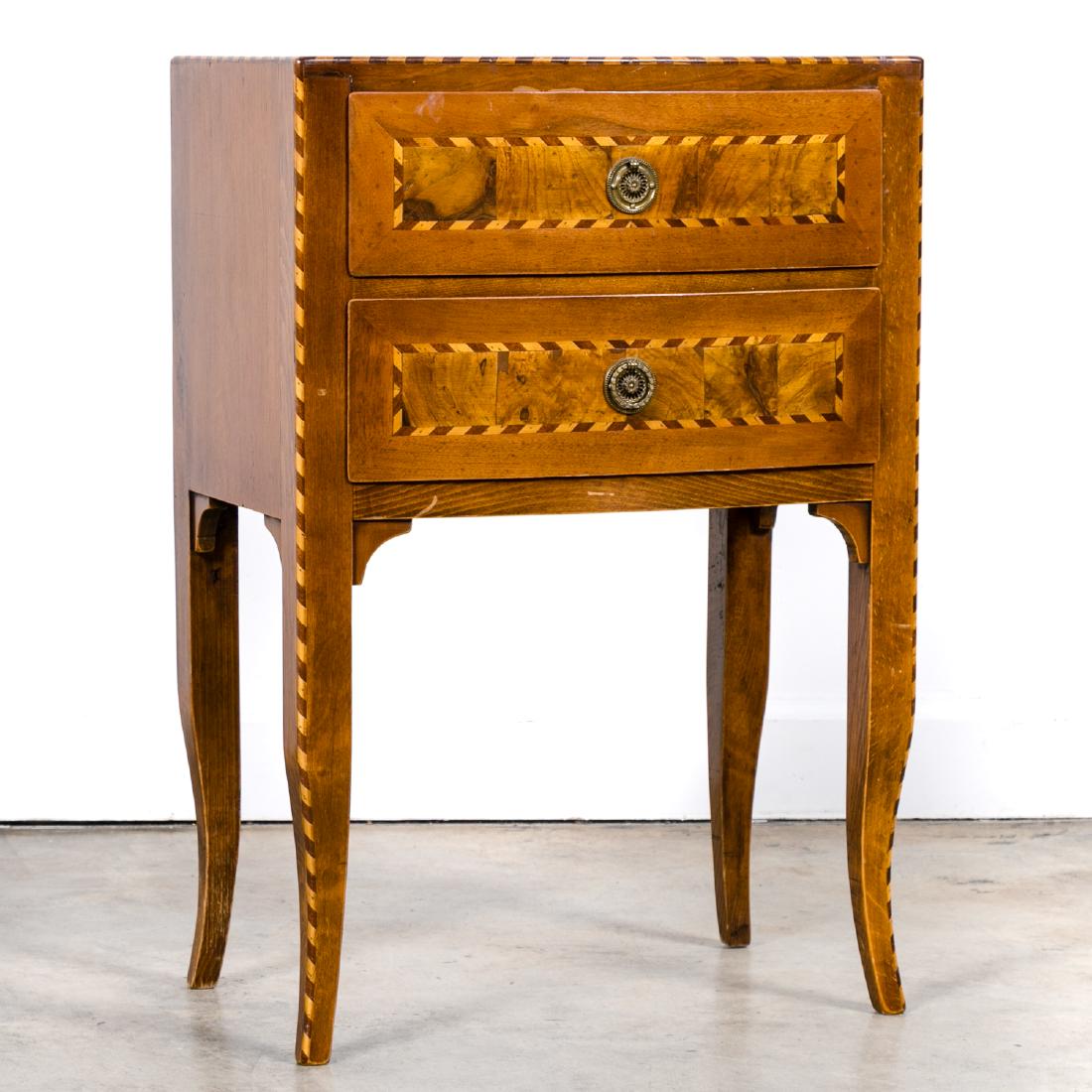 Italian Small Inlaid Side Table w/ Two Drawers (1 of 6)