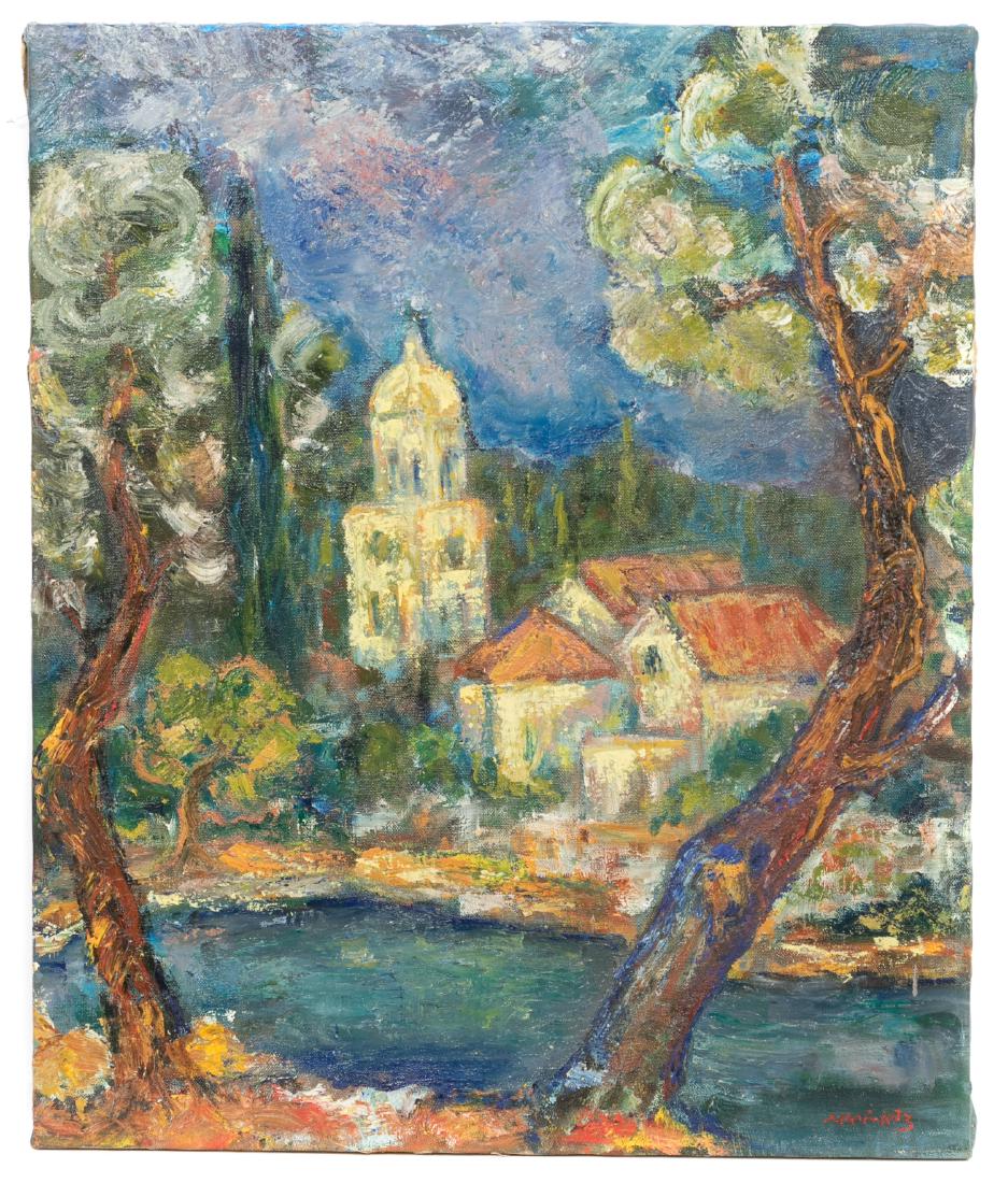 Manner of Mane-Katz, Village Landscape on River (1 of 3)