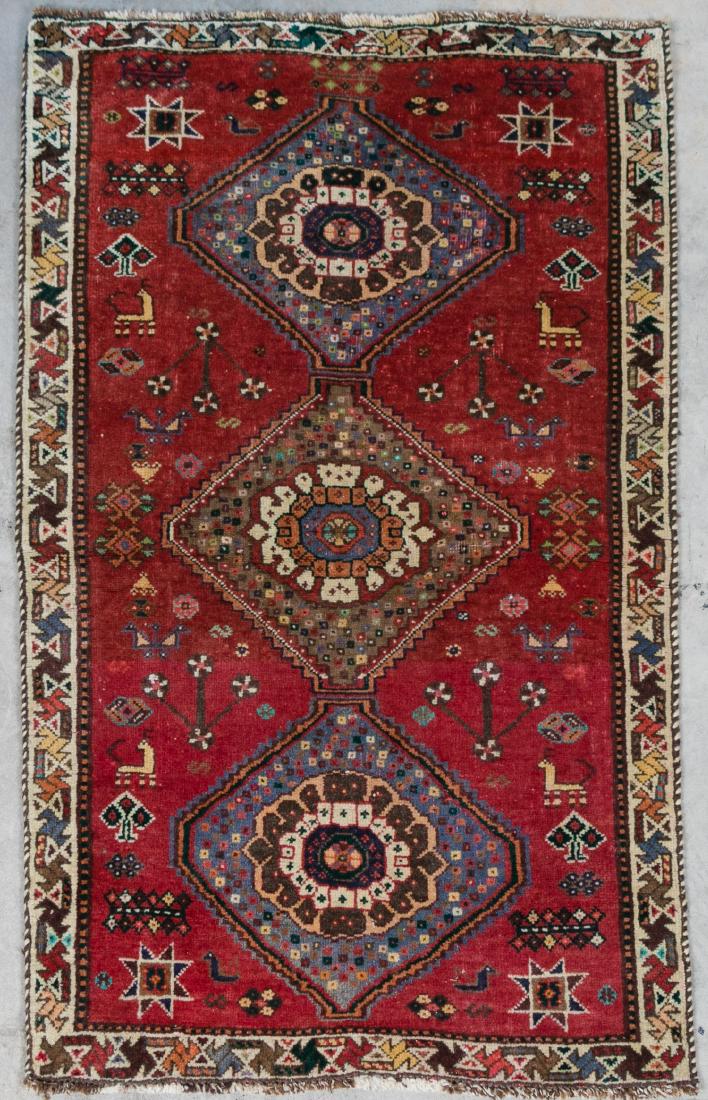 Hand Woven Qashqai Rug or Carpet, 2' 10" x 4' 10" (1 of 4)